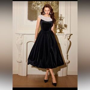 Elegant Black Velvet Dress
